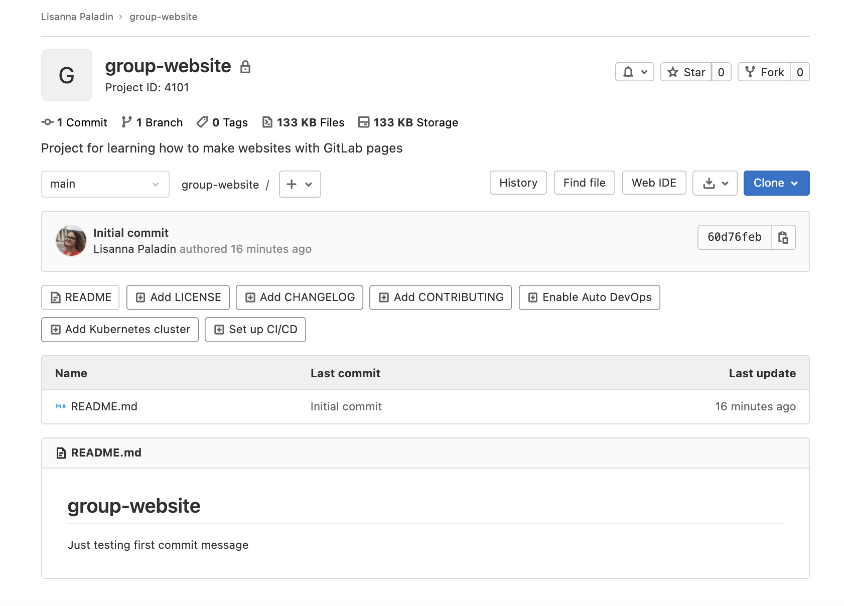 repository Github per il sito web del
gruppo