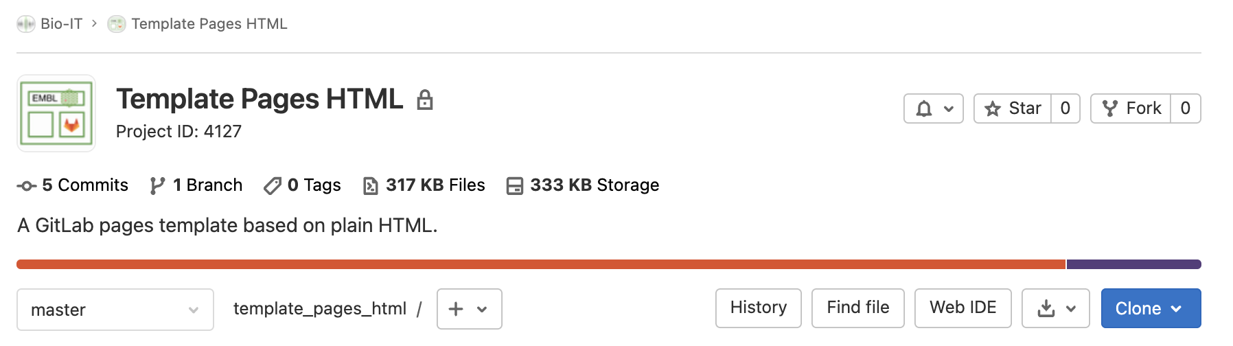 fork di un repository tramite il pulsante Fork